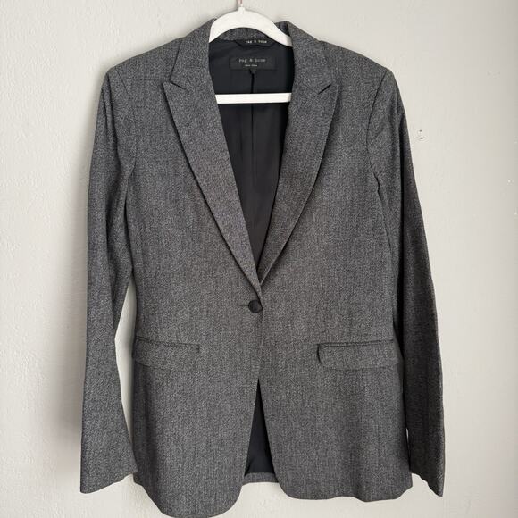 Rag and Bone Women's Gray Blazer Wool Size 4 Single Breasted Preppy Office - Picture 1 of 9